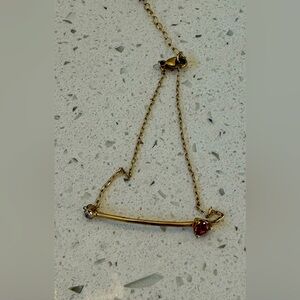 Alexis Russell rhodolite, 14k gold and diamond horizon bracelet